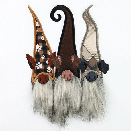 Fluffy Dog Gnome Trio (Applique)