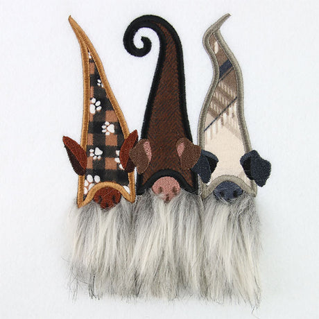 Fluffy Dog Gnome Trio (Applique)