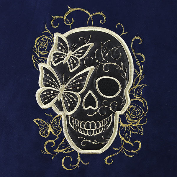 Flowers and Butterflies Skull (Batting Applique)