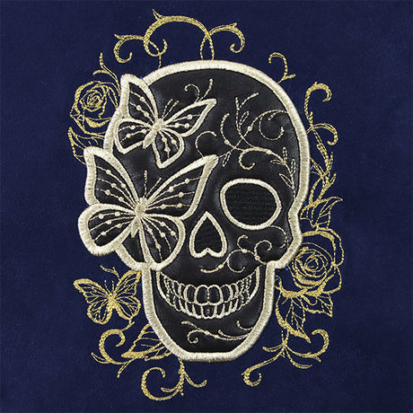 Flowers and Butterflies Skull (Batting Applique)