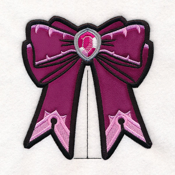 Gemstone Ribbon Bow Accent (Split Seam Applique)