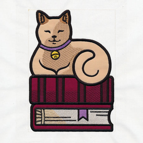 Book Stack Buddies (Applique) - Cat