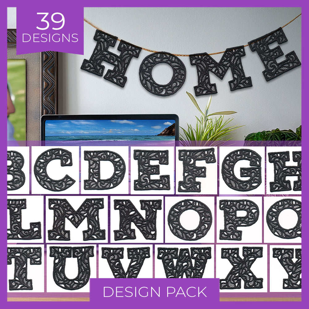 Bunting Alphabet (Lace) (Design Pack)