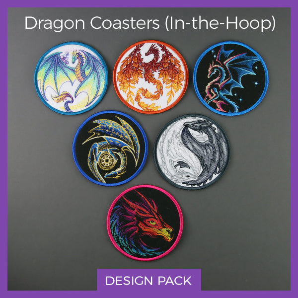 A Dragon Coasters (In-the-Hoop) Design Pack