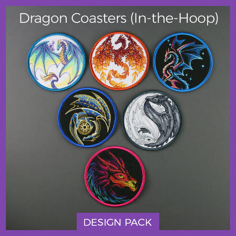 A Dragon Coasters (In-the-Hoop) Design Pack