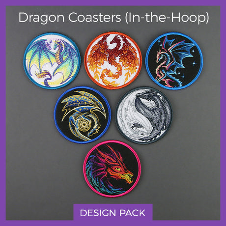 A Dragon Coasters (In-the-Hoop) Design Pack
