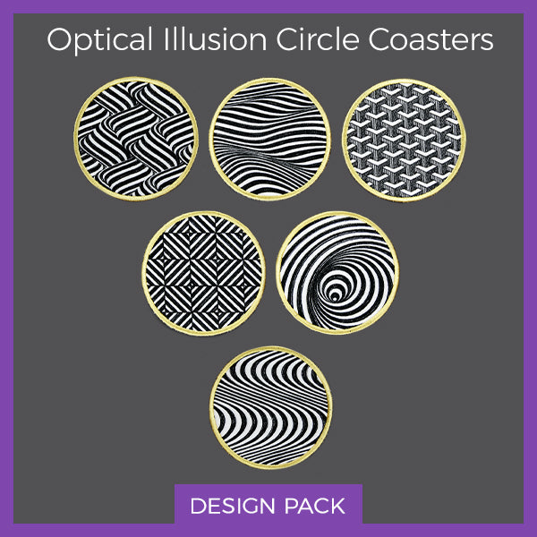 A Optical Illusion Circle Coaster (In-the- Hoop) Design Pack