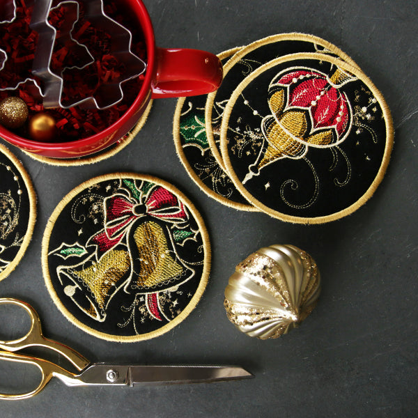 A Gilded Mirage Christmas Coasters (In-the-Hoop) Design Pack