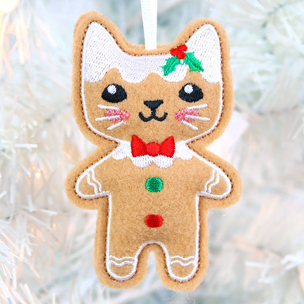 Stuffed Gingerbread Cookie Cat (In-the-Hoop)