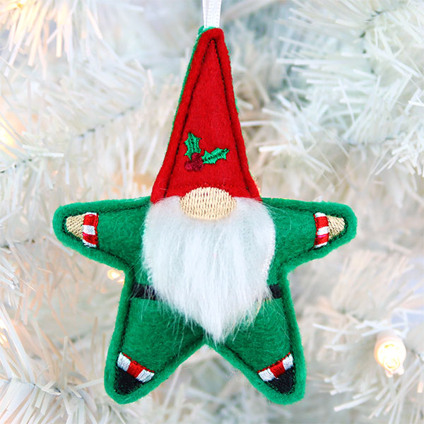 Stuffed Christmas Star Gnome (In-the-Hoop)
