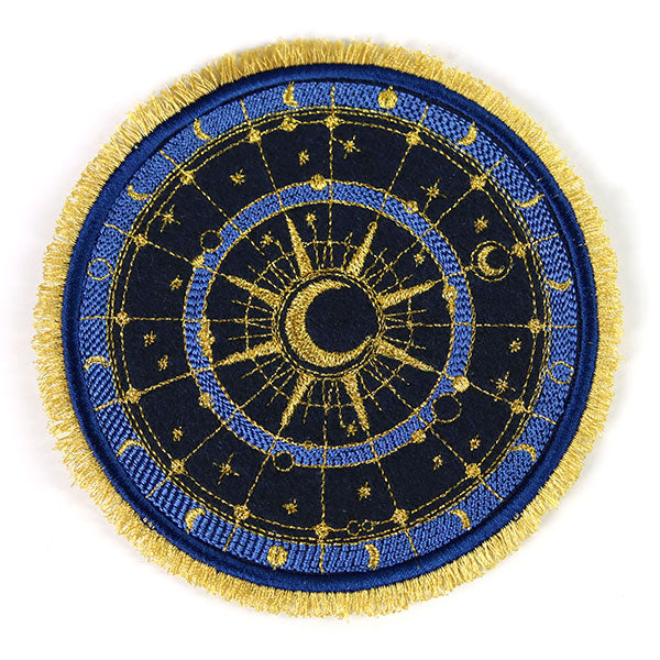 For the Cosmically  Inclined Celestial Mug Rug (In-the-Hoop)