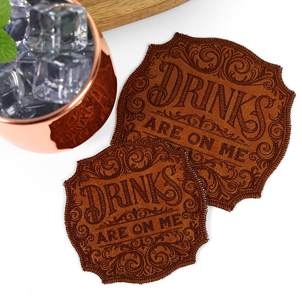 Drinks Are on Me Coaster (In-the-Hoop)