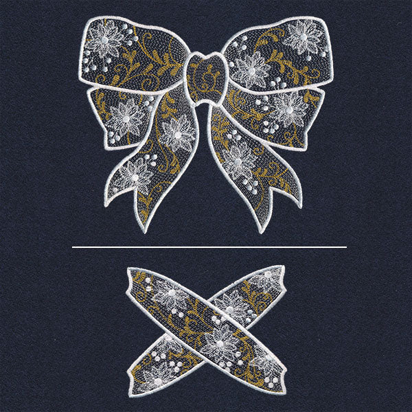 Poinsettias and Filigree Christmas Ribbon