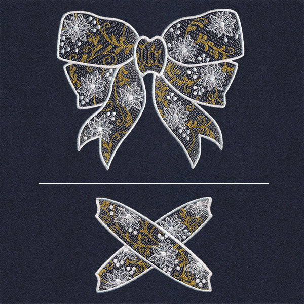 Poinsettias and Filigree Christmas Ribbon