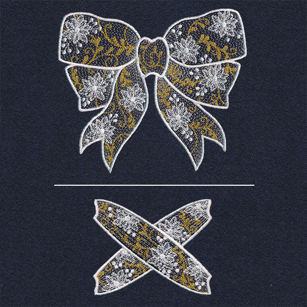 Poinsettias and Filigree Christmas Ribbon