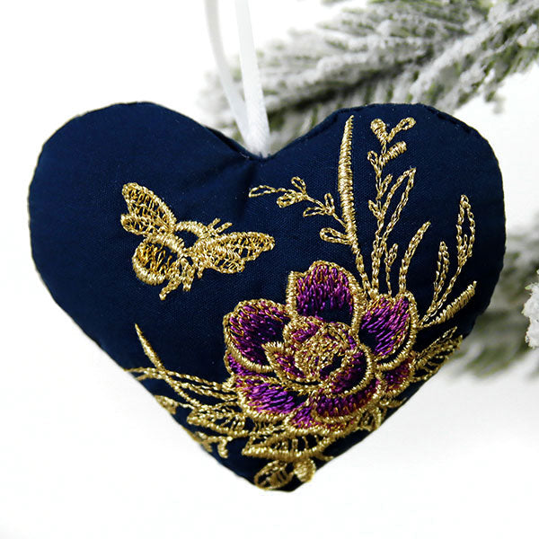 Glimmering Garden - Honeybee & Rose Ornament (In-the-Hoop)