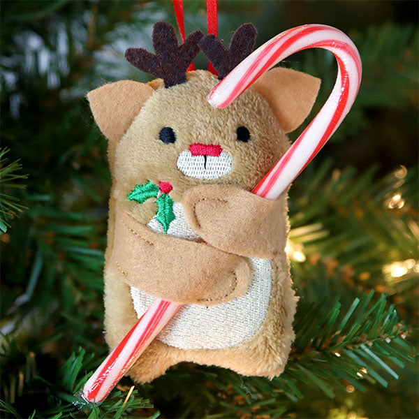 Fluffy Reindeer Candy Cane Holder (In-the-Hoop)