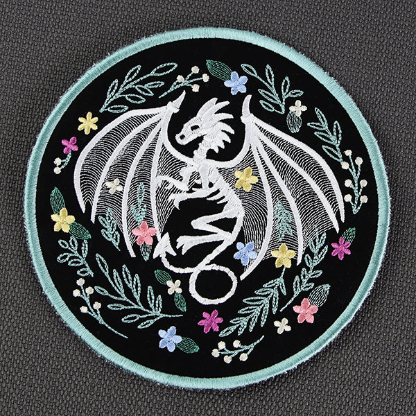 Floral Dragon Skeleton Trivet (In-the-Hoop)