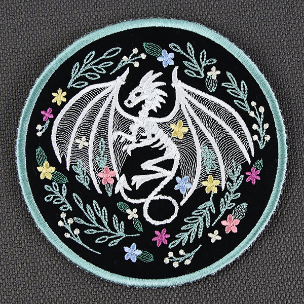 Floral Dragon Skeleton Trivet (In-the-Hoop)