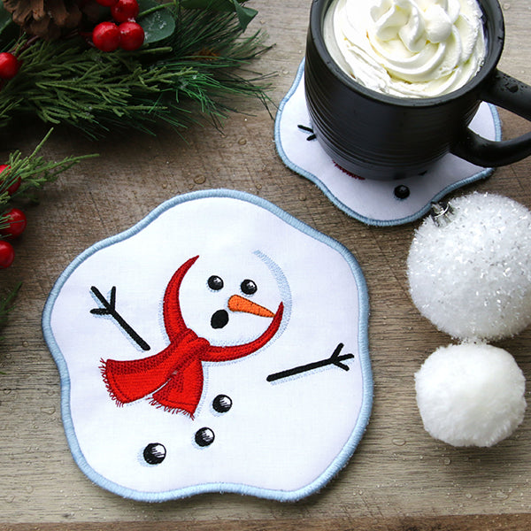 Oh Ho Ho No Melting Snowman Coaster (In-the-Hoop)