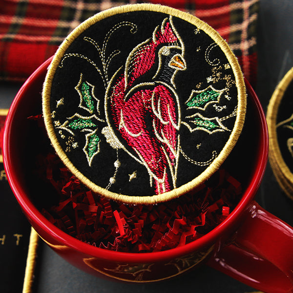 Gilded Mirage Coaster - Cardinal (In-the-Hoop)