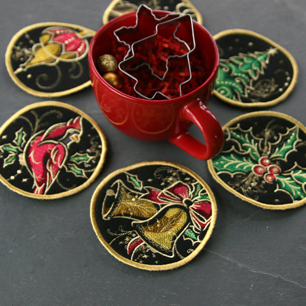 Gilded Mirage Coaster - Cardinal (In-the-Hoop)