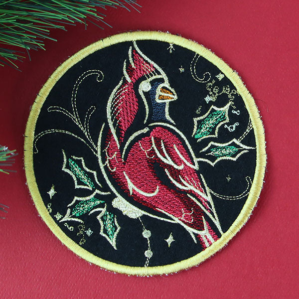 Gilded Mirage Coaster - Cardinal (In-the-Hoop)
