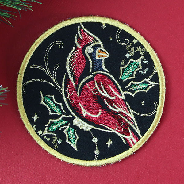 Gilded Mirage Coaster - Cardinal (In-the-Hoop)