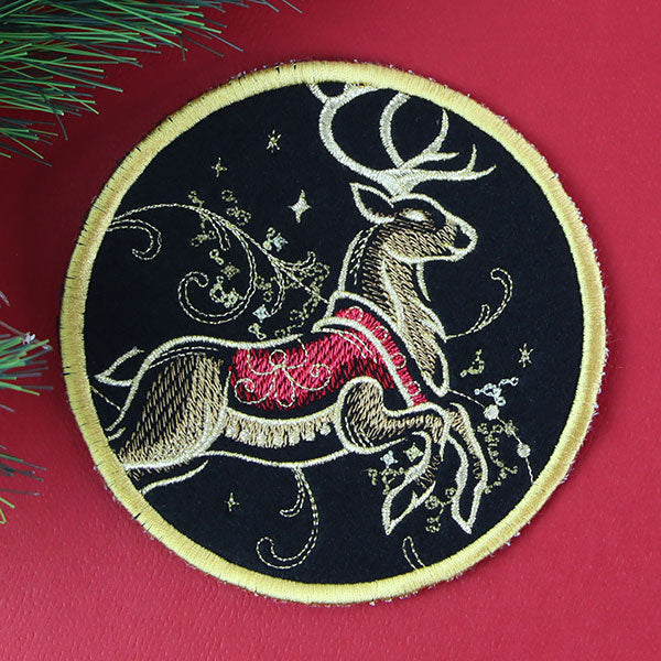 Gilded Mirage Coaster - Reindeer (In-the-Hoop)