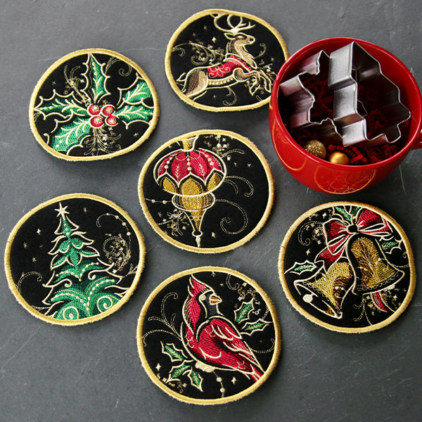 Gilded Mirage Coaster - Reindeer (In-the-Hoop)