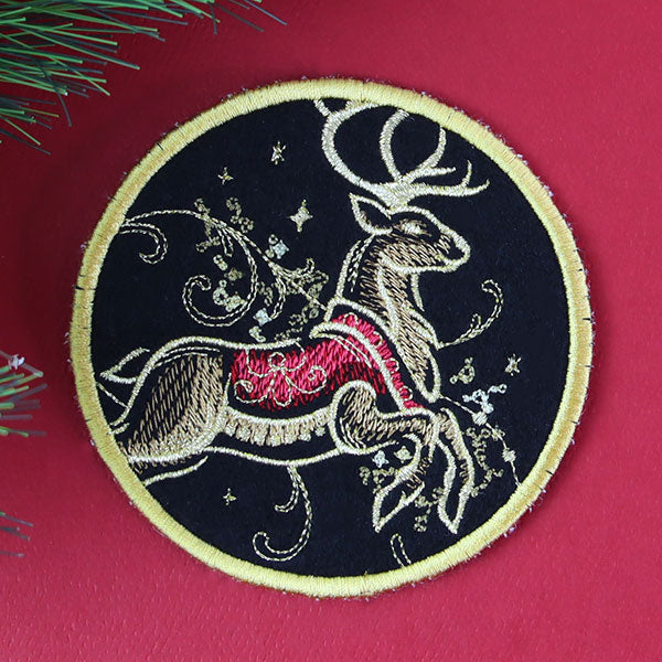 Gilded Mirage Coaster - Reindeer (In-the-Hoop)