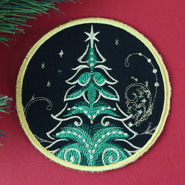 Gilded Mirage Coaster - Christmas Tree (In-the-Hoop)