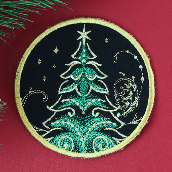 Gilded Mirage Coaster - Christmas Tree (In-the-Hoop)