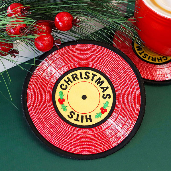 Christmas Hits Record Trivet (In-the-Hoop)