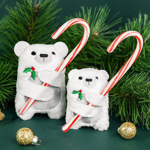 Fluffy Polar Bear Candy Cane Holder (In-the-Hoop)