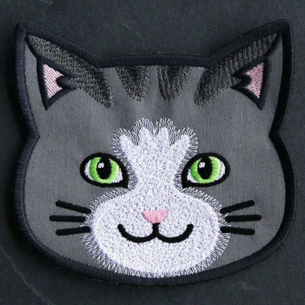 Cat Face Coasters - Gray Tabby (In-the-Hoop)