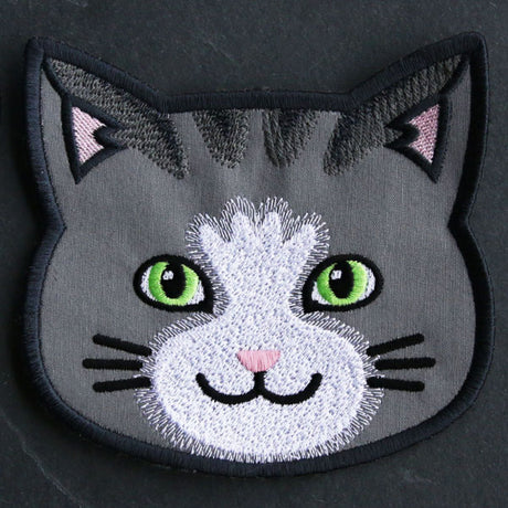 Cat Face Coasters - Gray Tabby (In-the-Hoop)