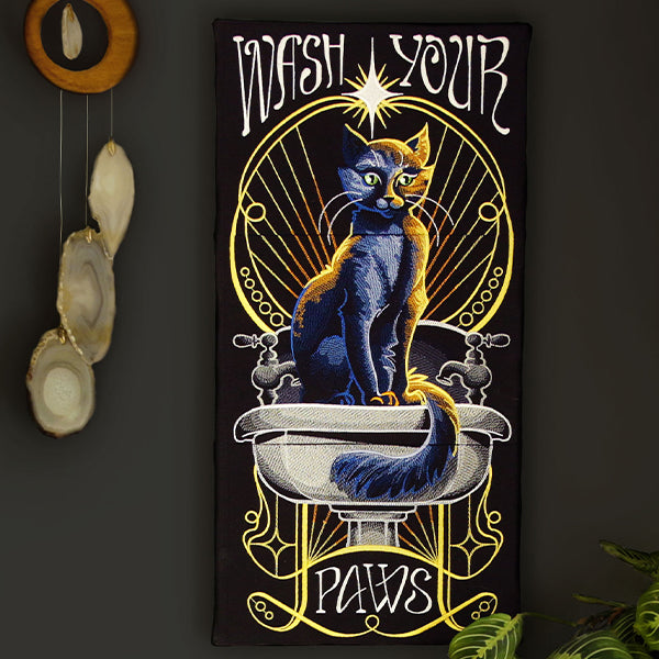Wash Your Paws Art Deco Cat Scene