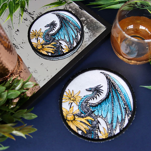 Blue Morpho & Black-Eyed Susan Dragon Coaster (In-the-Hoop)
