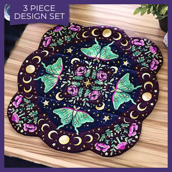 Celestial Botanical Luna Moth Table Center Set (Applique)