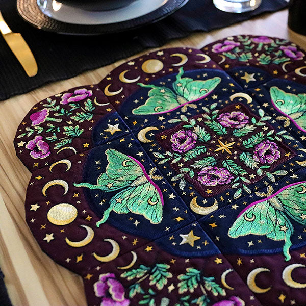 Celestial Botanical Luna Moth Table Center Set (Applique)
