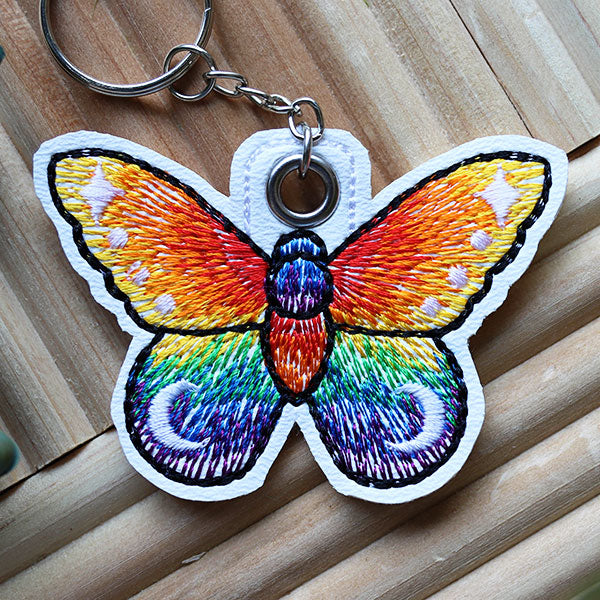Celestial Rainbow Butterfly Keychain (In-the-Hoop)