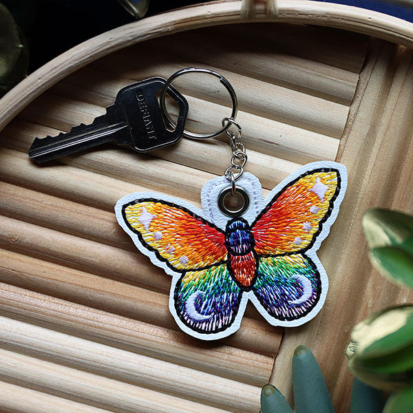 Celestial Rainbow Butterfly Keychain (In-the-Hoop)