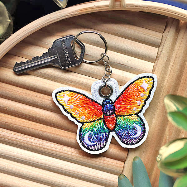 Celestial Rainbow Butterfly Keychain (In-the-Hoop)