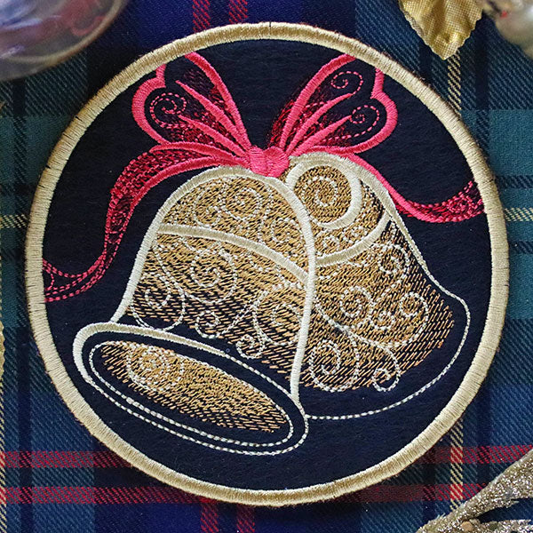 Festive Flair Coaster – Bells (In-the-Hoop)