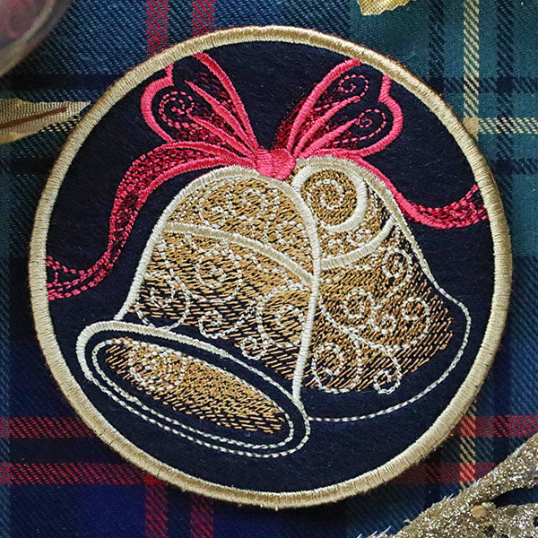 Festive Flair Coaster – Bells (In-the-Hoop)