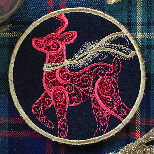 Festive Flair Coaster – Reindeer (In-the-Hoop)