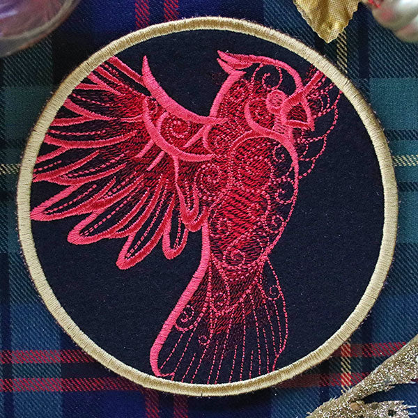 Festive Flair Coaster – Cardinal (In-the-Hoop)
