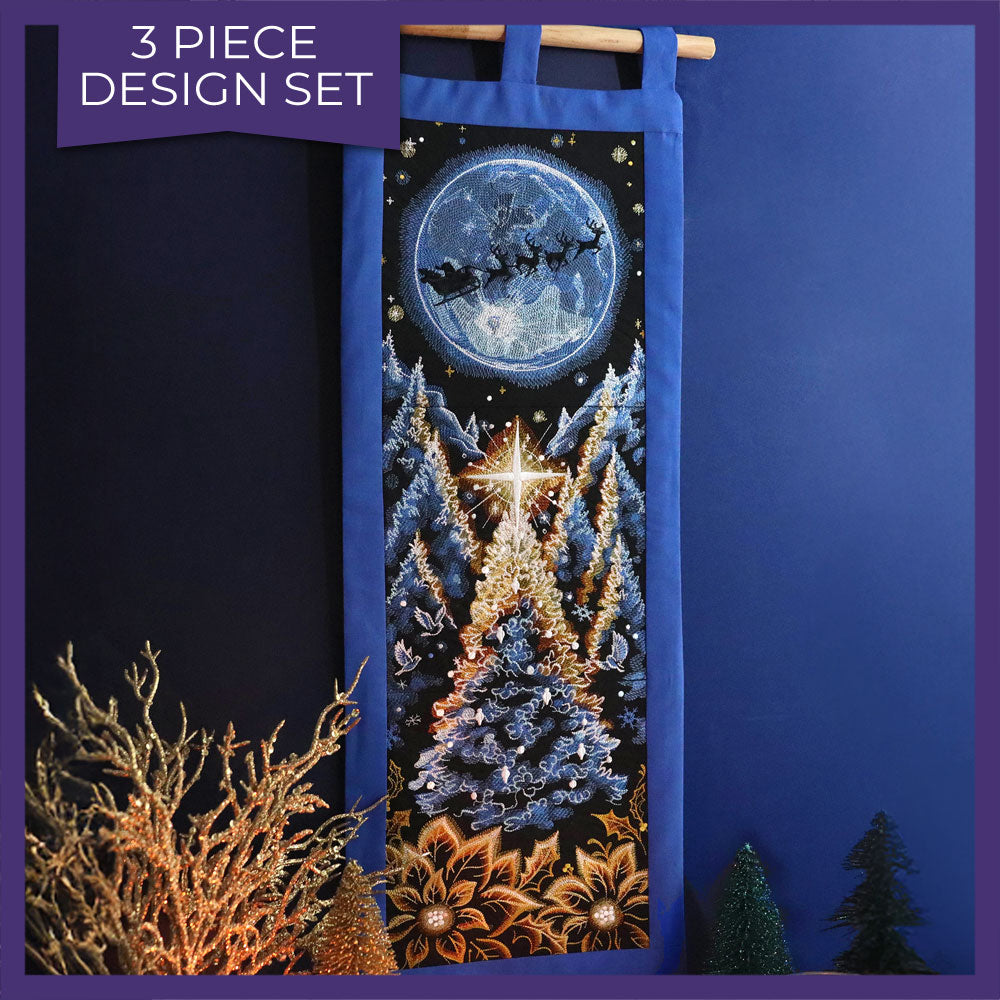 Magical Christmas Moonlit Forest Panel Scene