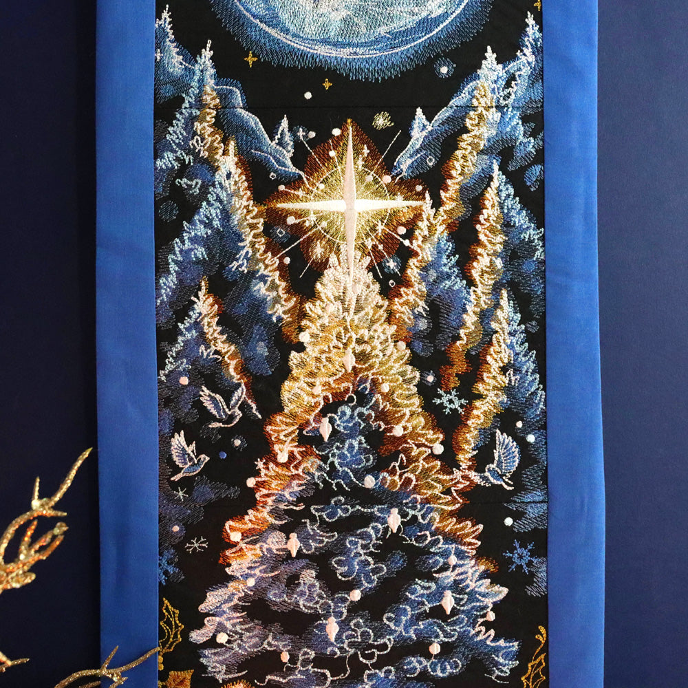 Magical Christmas Moonlit Forest Panel Scene